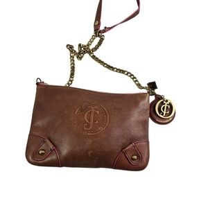 Juicy Couture brown leather chain jewel charm crossbody bag purse